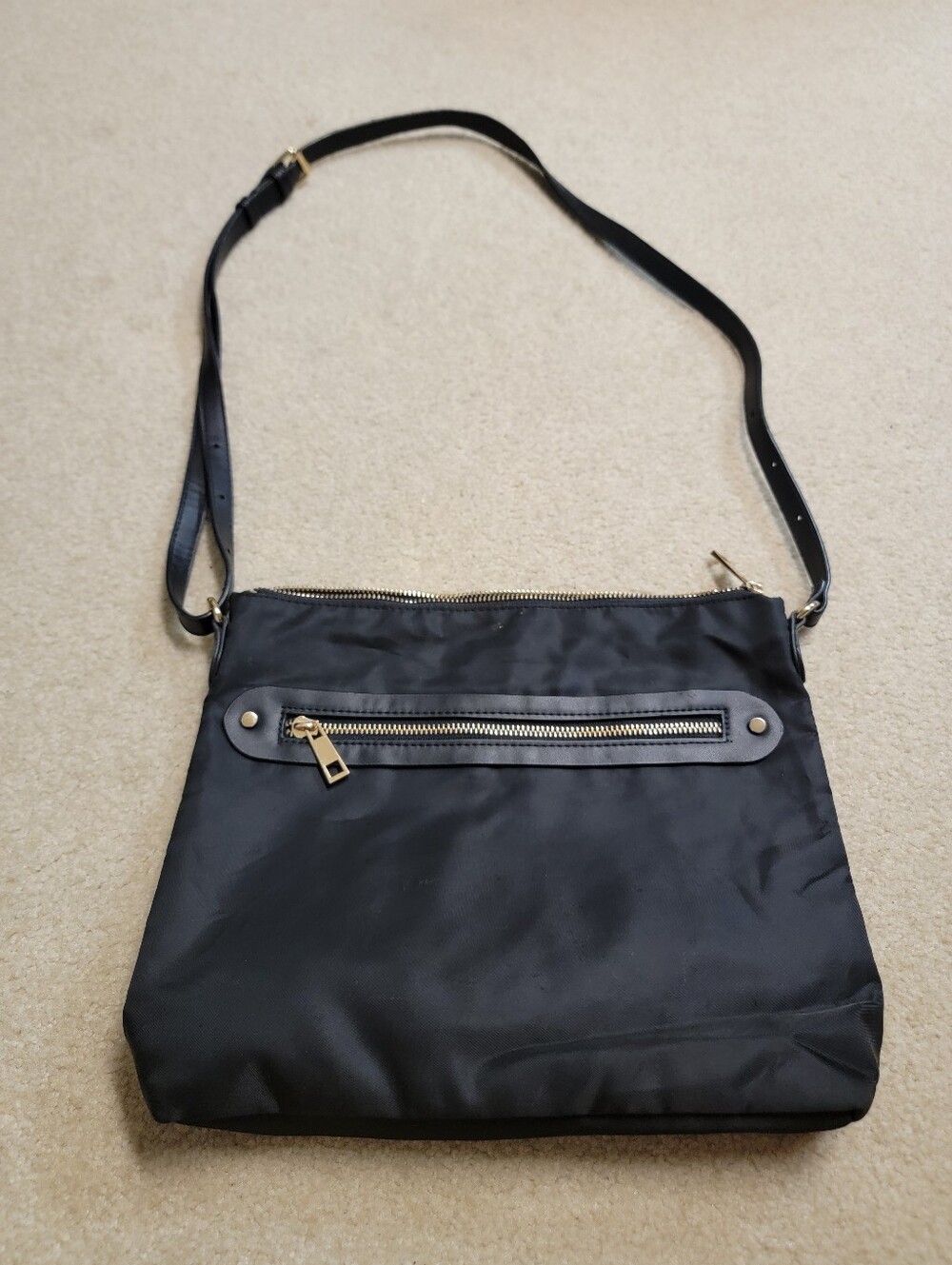 Classic Black Nylon Crossbody Bag - a new day